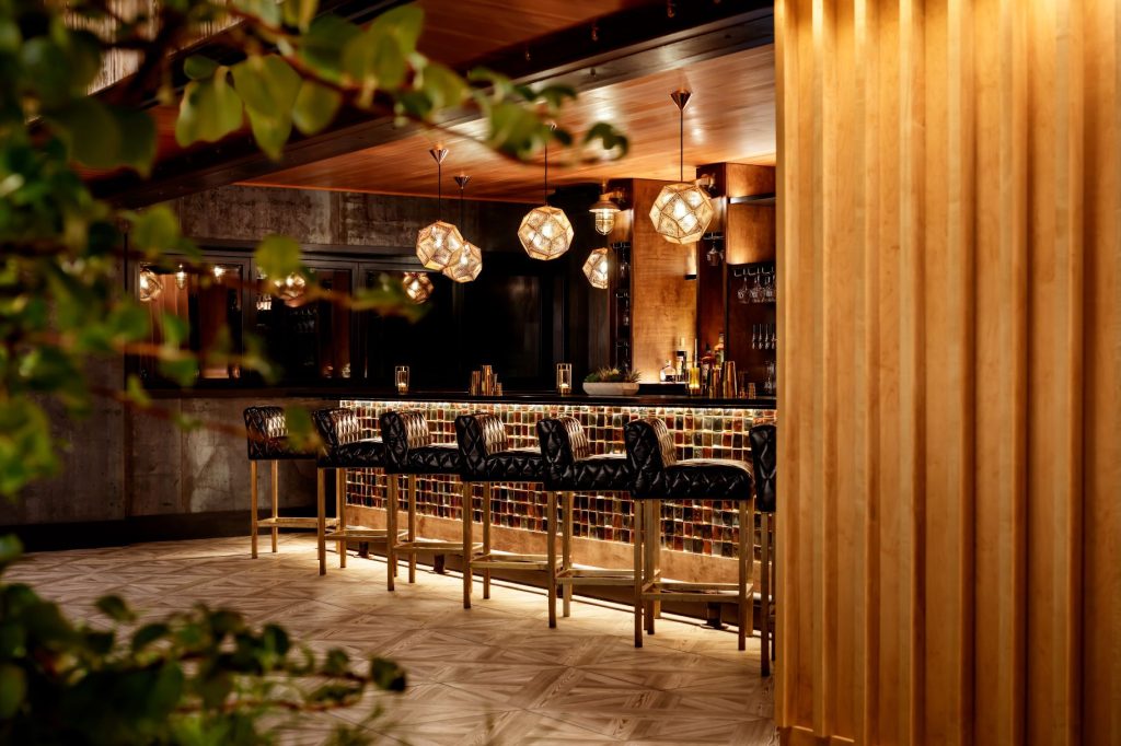 Kanu Rooftop Lounge Covered Bar Area Nanawall Doors - Architect Designed in Maine